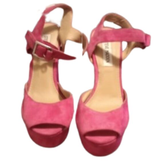 Steve Madden Women's Size 7.5M Jillyy Pink Suede Platform Heels - Picture 3 of 7